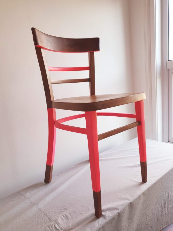 fluorescent pink vintage dining chair
